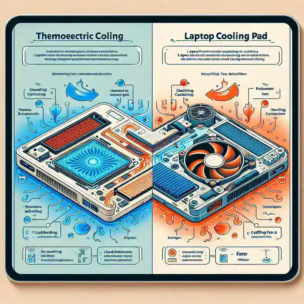 How do laptop cooling pads with thermoelectric cooling differ from fan-based solutions?